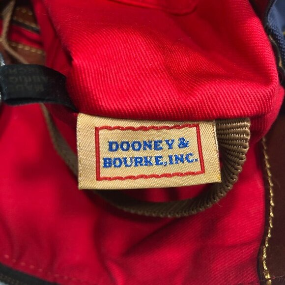 DOONEY & BOURKE Navy Blue Nylon Crossbody Tote Adjustable Leather Straps Red Int - Picture 9 of 16